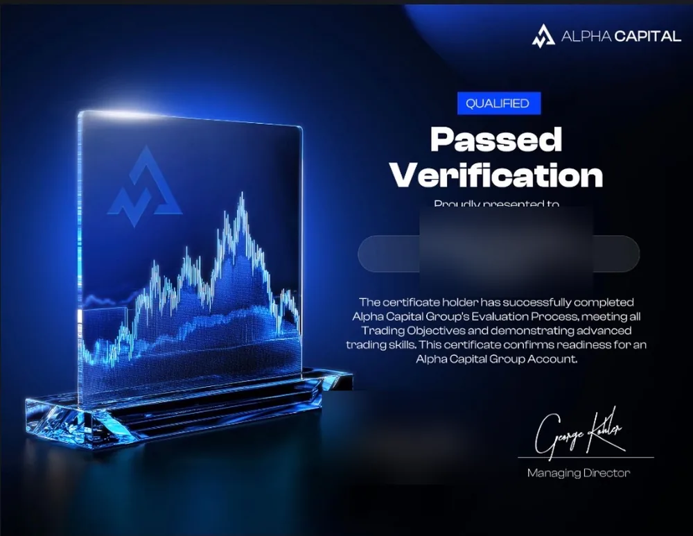 Alpha Capital Group certificate, with the holder's name and the issue date redacted